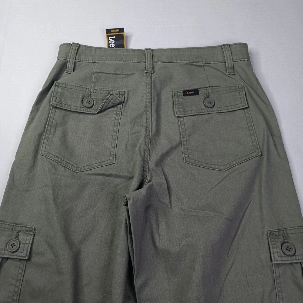 Lee Womens Heritage Loose Straight Cargo Pants‎ Size 2 Mercantile Green Mid Rise